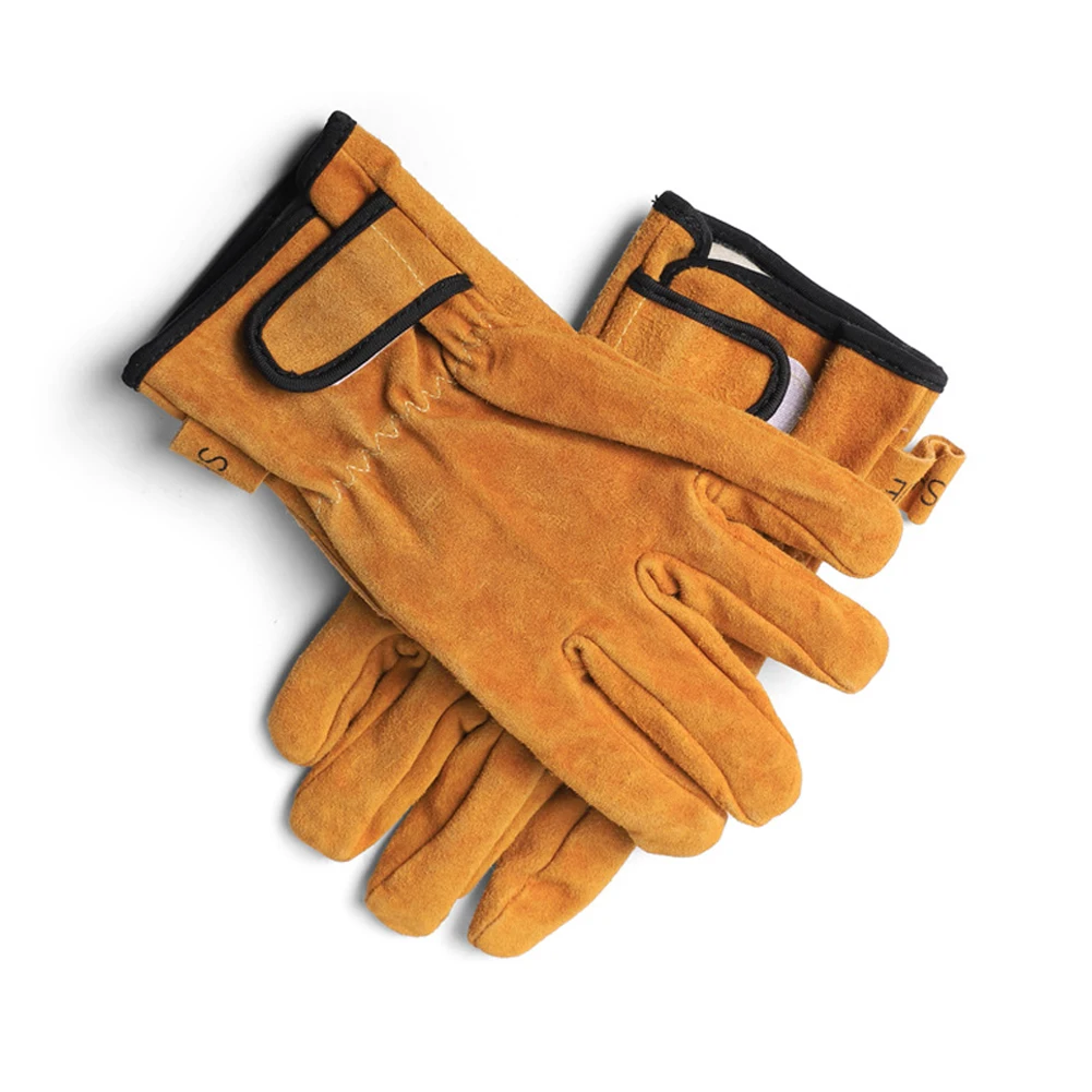Outdoor Camping BBQ Gloves Thickened Cowhide Microwave Gloves Heat Resistant Fireproof Oven Mitts Portable Clamping Glove Stove