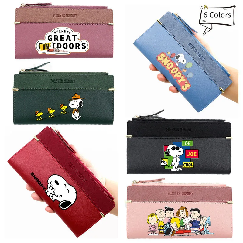 

Kawaii Snoopy аниме мультфильм милый студенческий Длинный кошелек Портативный кошелек на молнии Кошелек для монет и карт нулевой кошелек Игрушки для девочек