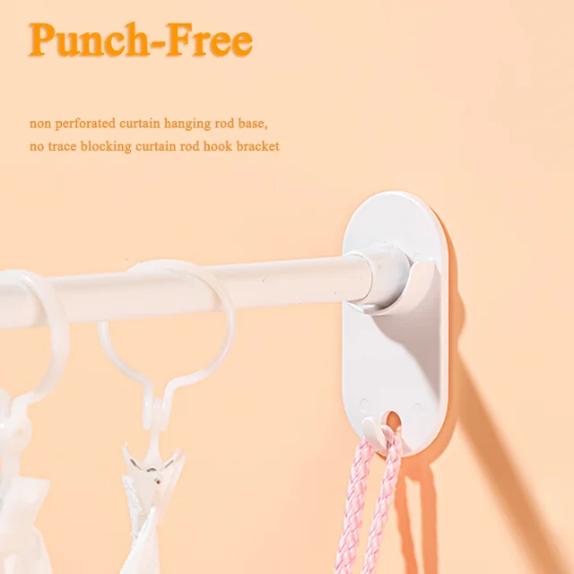 Függönyrúd Konzol Tartó Fali Függő Horgok Lyukasztó Nélküli Teleszkópos Rudat Rögzített Ragasztó Tartók Ruhák Keresztrúd Otthoni Kiegészítők - Image 3