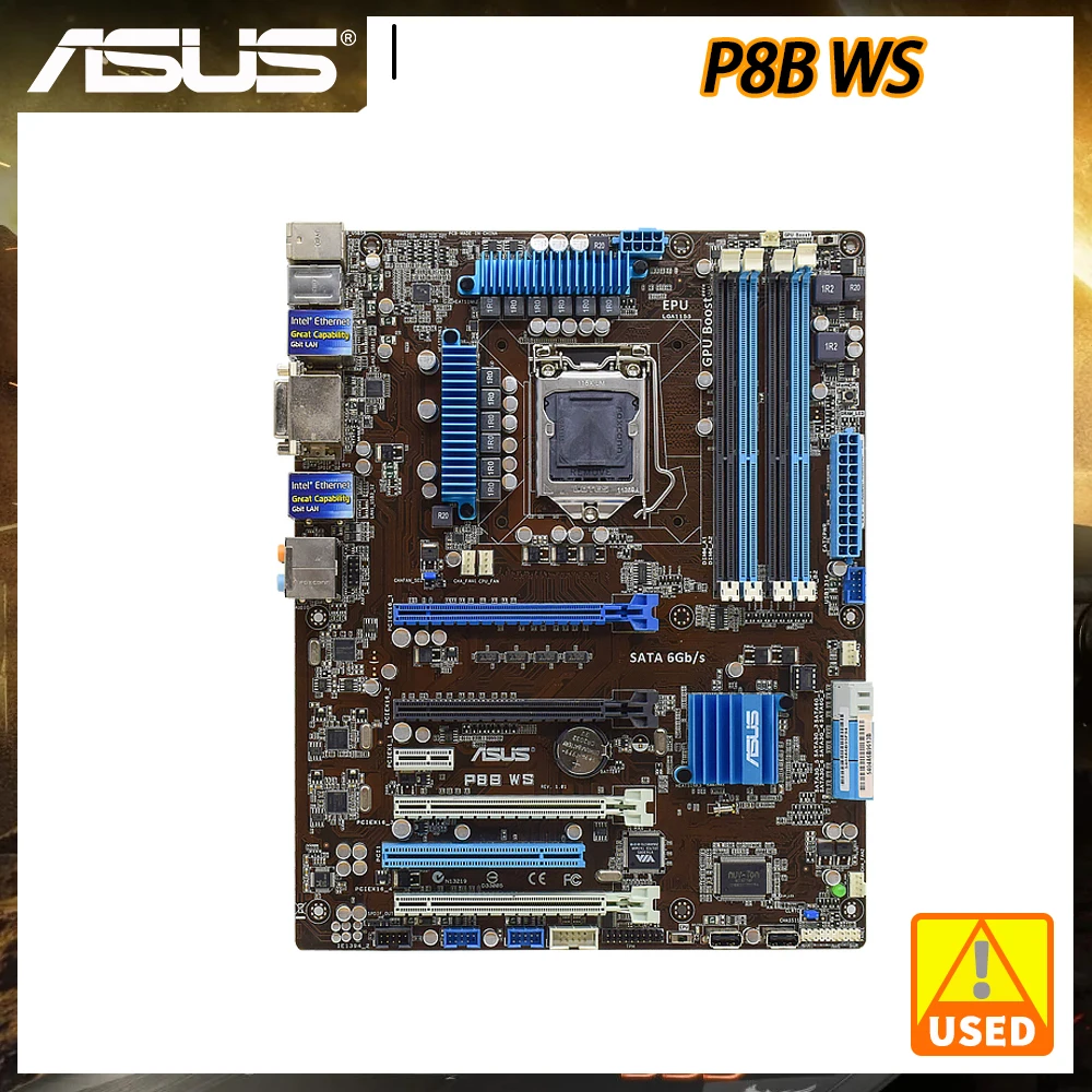 Asus P8B WS 마더 보드 1155 마더 보드 DDR3 지원 Xeon E3 1230 V2 프로세서 Intel C206 DVI USB3.0 SATA3 ATX PCI E