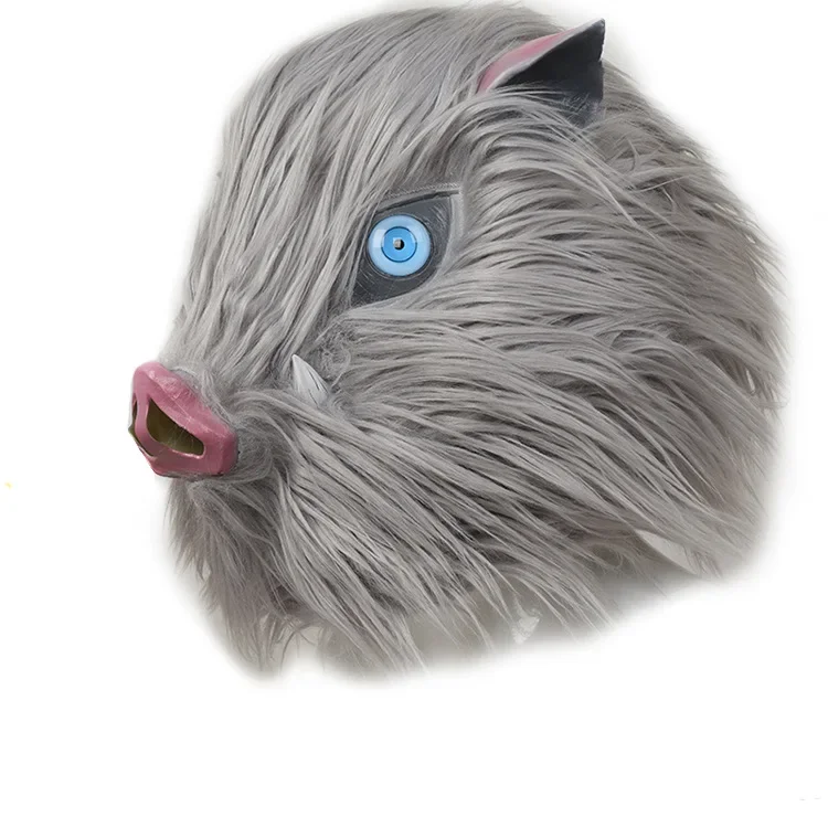 Cosplay Inosuke Hashibira Mask Helmet Demon Slayer Kimetsu No Yaiba Hood Hair Pig Mask Headwear Halloween Carnival Costume Prop masquerade mask,full face mask,half face mask,game cosplay props