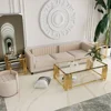 Gold Glass Living Room End Table Sofa Side Table 1Pcs, Stainless Steel Metal Leg, Square Clear Tempered Glass Small Corner Table 3