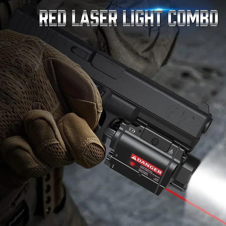 Tactical Flashlight with Red Laser Sight for Pistols