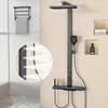 Grey Bathroom Shower Set Waist Spray Smart Digital Display Shower Faucet Full Set Hotel Apartment Bathtub Rainfall Shower System 1