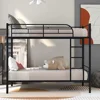 Twin Over Twin Metal Bunk Bed Trundle Frame with 2 Side Ladders Convertible Bunkbed Safety Guard Rails,No Box Spring Needed 3