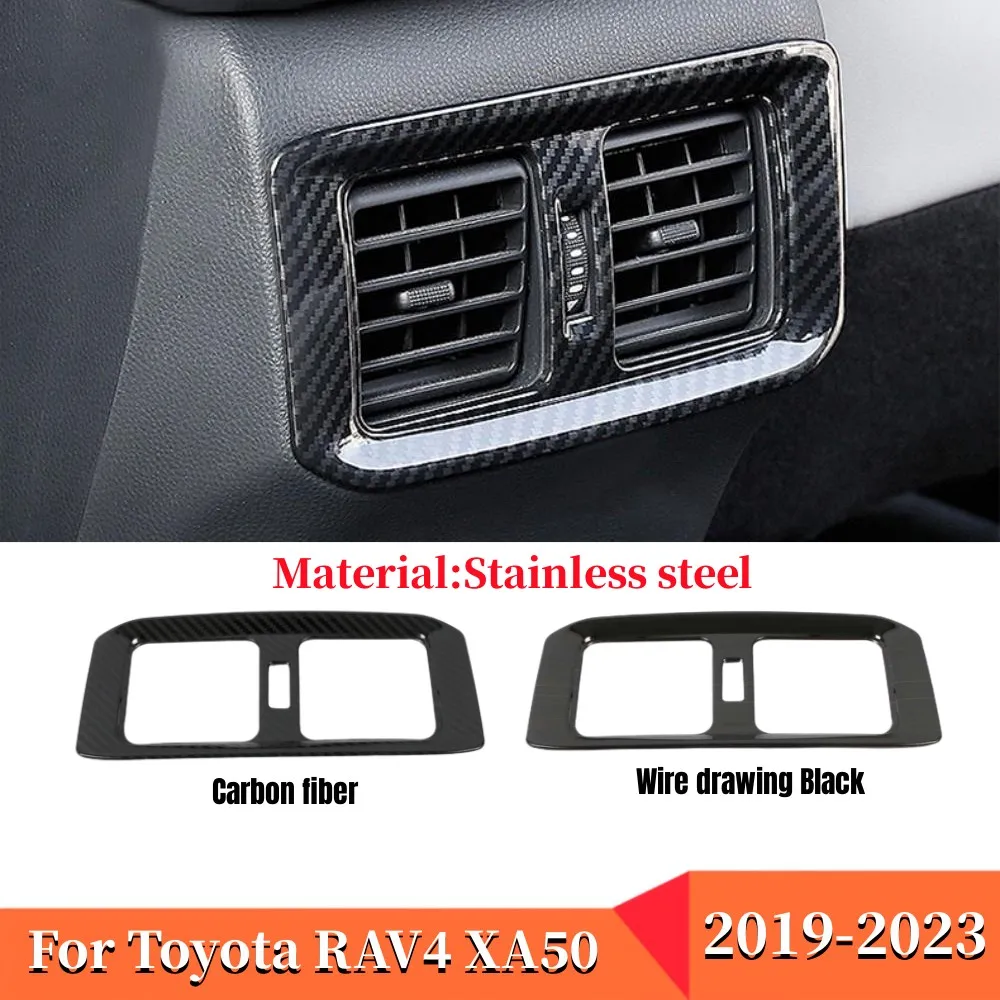 

For Toyota RAV4 RAV 4 2019-2023 XA50 Hybrid Car Rear Air Conditioning Vent Outlet Frame Cover Trim Stainless steel Accessories