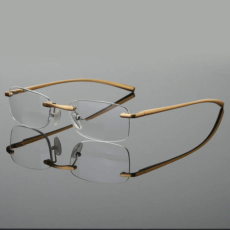 Men Rimless Reading Glasses Women Presbyopic Lens Eyewear Anti Blue Light Blocking Glasses TR90 Metal Titanium Eyeglasses Frame