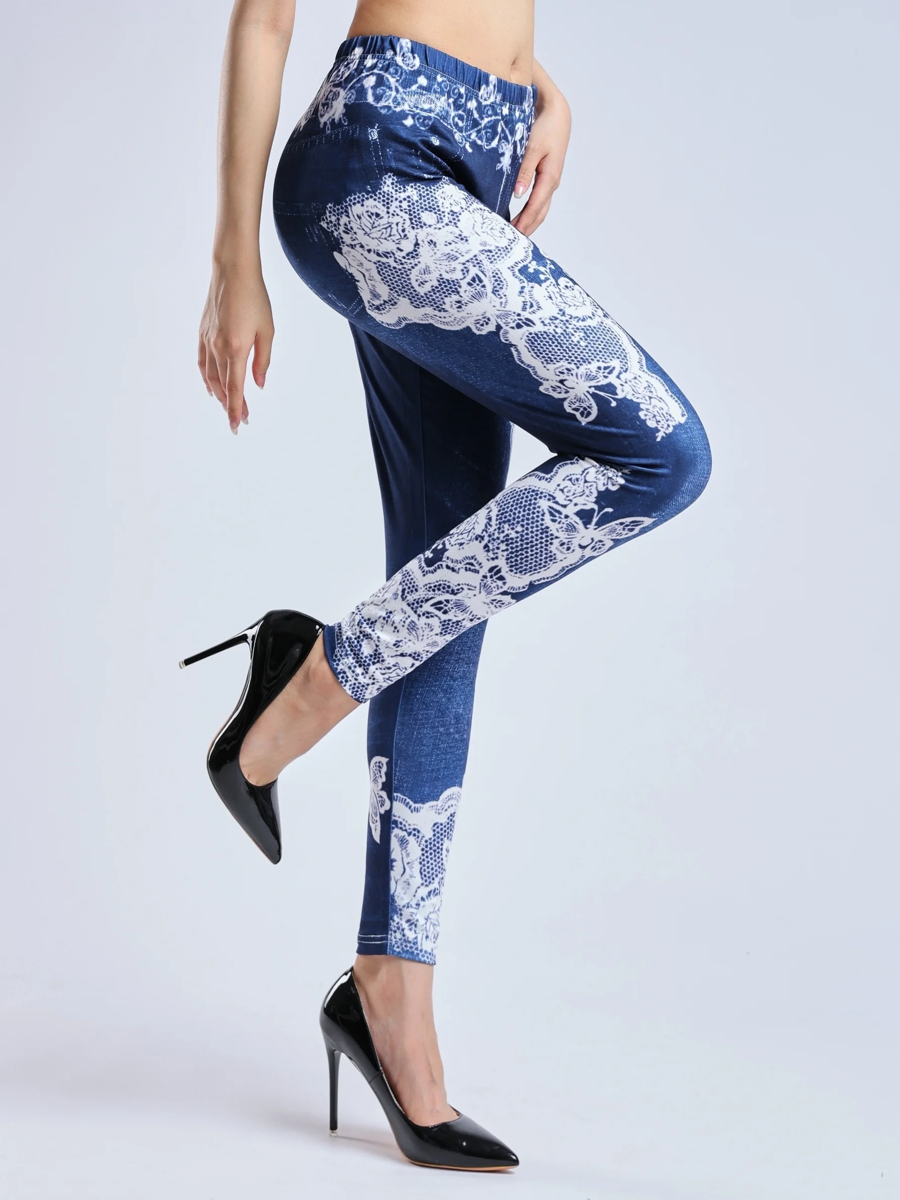 New Women's Leggings With Lace Print Sexy High Elasticity
