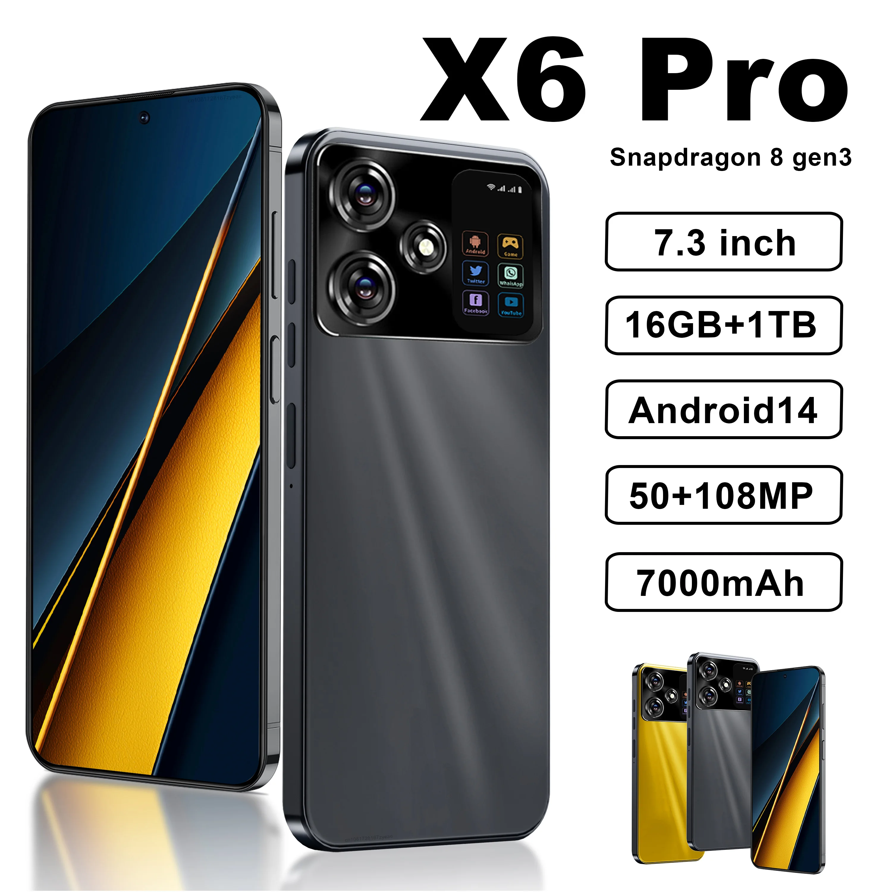 Original-X6-Pro-Smartphone-7-3inch-Global-Version-16G-1TB-Snapdragon-8 ...