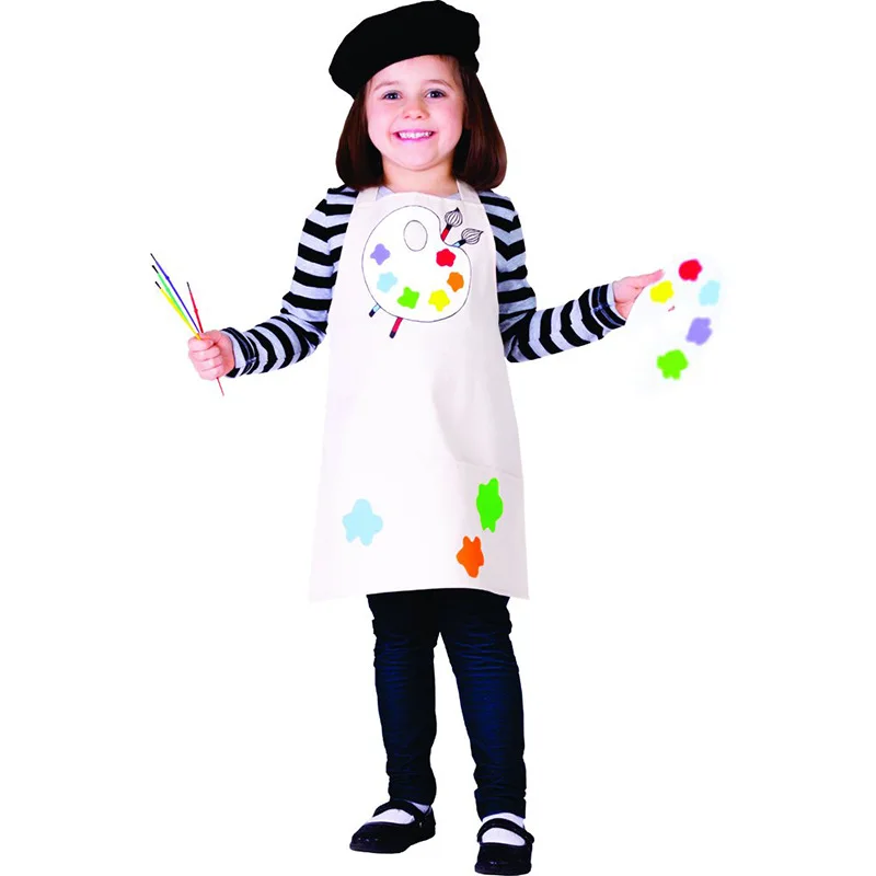 

Kids Little Painter Shirt Apron Halloween Children Artist Characters Role Play Suit Halloween Cosplay Party Make Up Costume