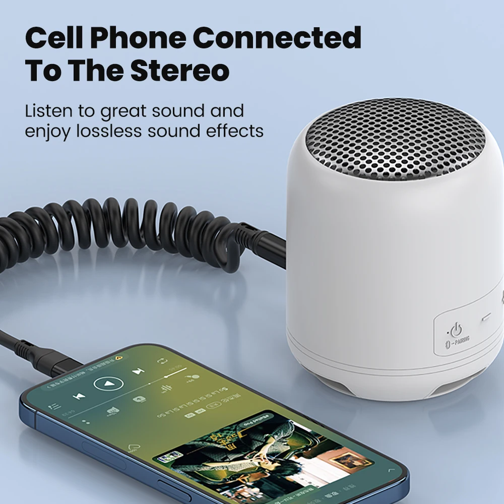 1.5m Type-C AUX 오디오 어댑터 케이블 Type-C 남성-3.5mm 플러그 자동차 스프링 텔레스코픽 커넥터 와이어(휴대폰 태블릿 노트북용)