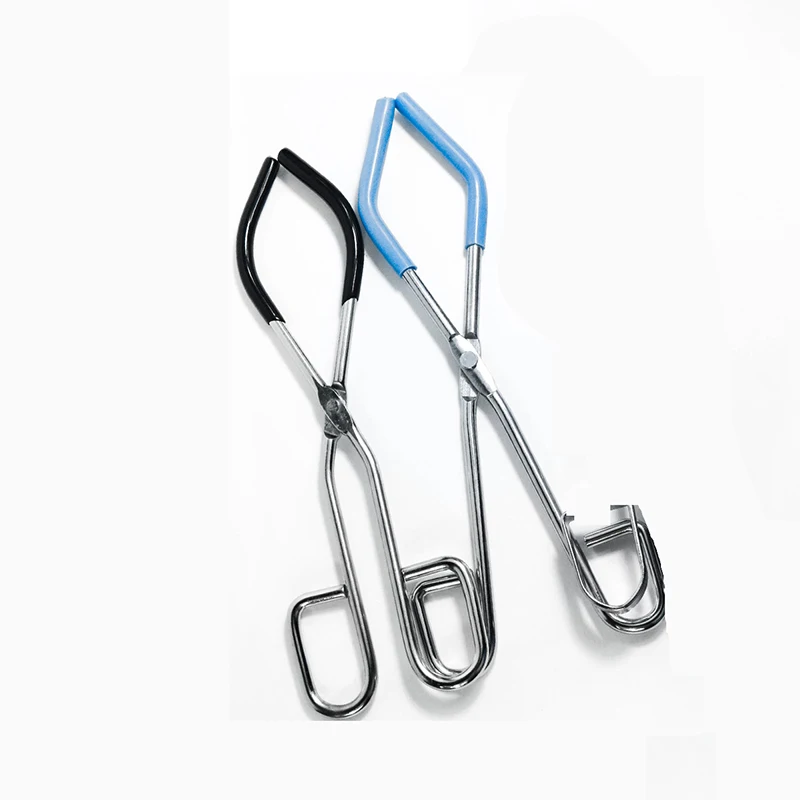 Beaker Clip Anti Scalding And Anti Slip Clip Laboratory With Eubber Cover 26cm Long Blue Glassware Fixture Convenient Black