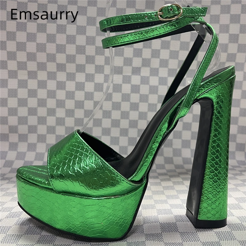 

Sexy Ankle Strap Chunky Heel Modern Sandals Women High Platform Luxury Genuine Leather Summer Shoes For Girls