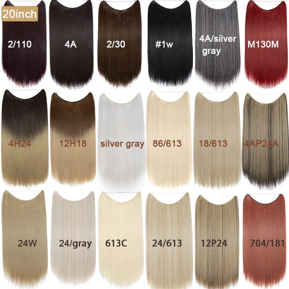 Hair extensions BENIHAIR synthetic invisible wire hair extensions transparent wire adjustable long wavy curly secret hairpiece 20 inch for women