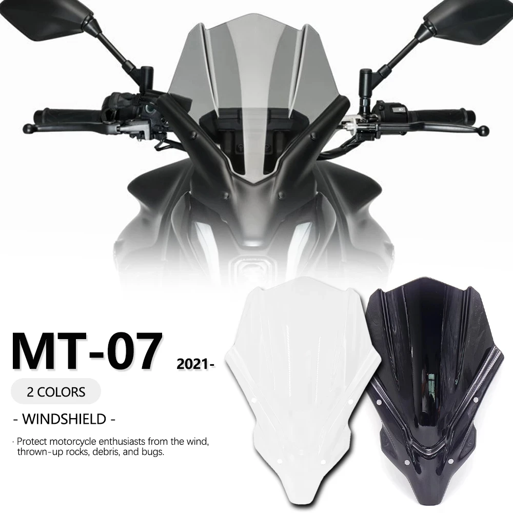 

New 2021- Motorcycle Windshield WindScreen Front Screen For Yamaha MT-07 MT 07 MT07 mt07 Accessoris Transparent/Smoke black