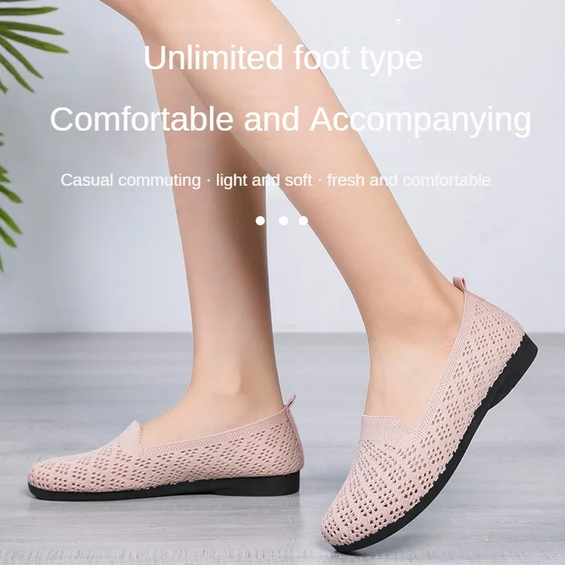 2024 Old Beijing Cloth Shoes Women's Summer Hollow Fabric Upper Soft Sole Fashion Casual Shallow Top Single Shoes