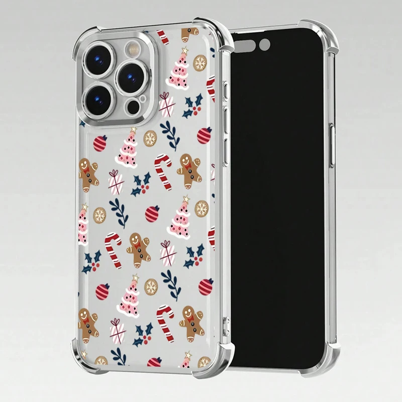 Festive Santa Claus Electroplate Airbag Clear Phone Case Cover