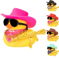 Rubber Duck Car Ornaments Duck Car Dashboard Decorations for Cool Car Accessories with Cowboy Hat Necklace and Sunglasses 1