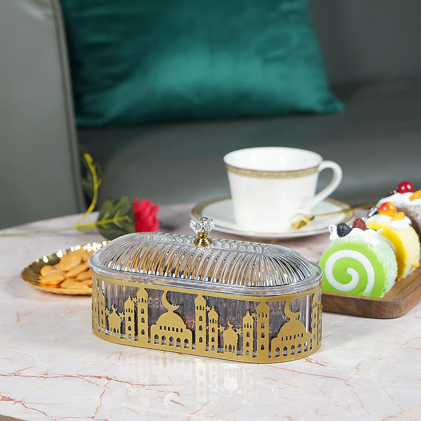 Snack Tray with Lid Candy Dish with Lid Food Plates Dried Fruit Container Eastern Candy Box for Wedding Candy Cookies Veggies 3