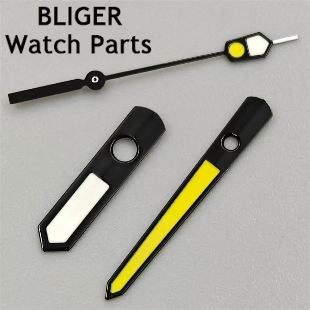 BLIGER NH35 Watch Hand Black Yellow White Watches Needles Green Luminous For NH35 NH36 4R36 7S36 7002 7009 Movement