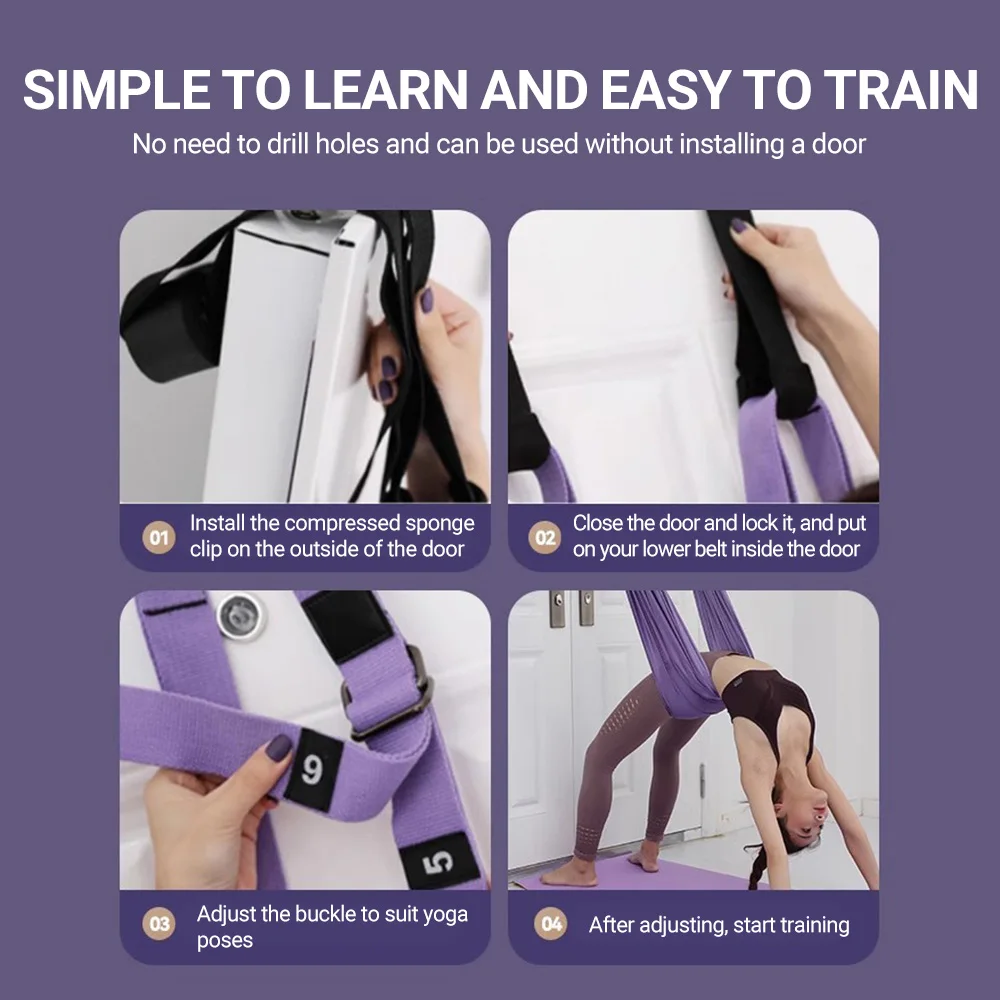 Professional Aerial Yoga Silk Strap with Capacity Inversion Training Belt for Women Pilates Leg Split Stretcher Home
