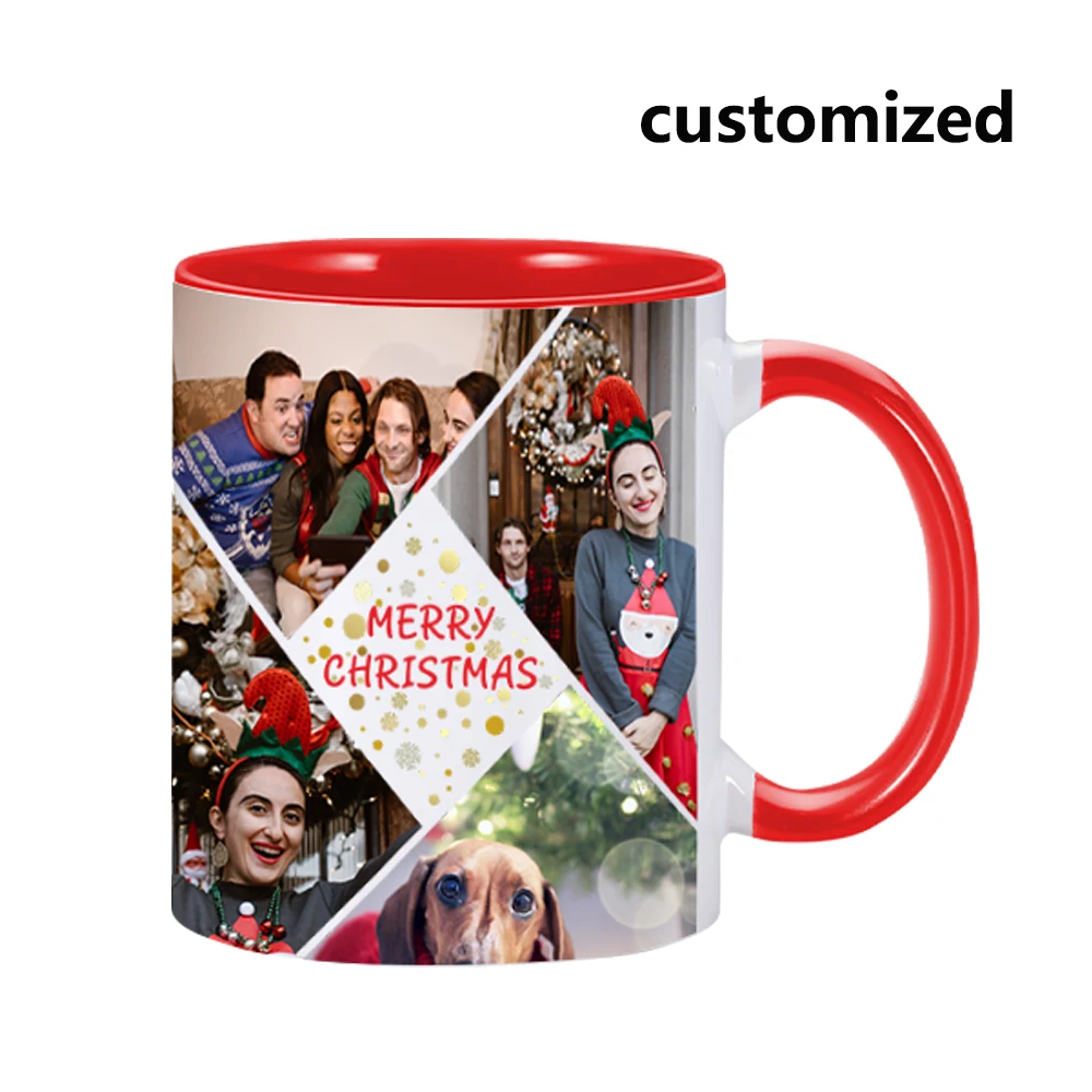 

Christmas Coffee Mug Custom Multiple Photos Ceramic Mug Merry Xmas Tea Milk Cup for Parents Family Unique Christmas Gift Idea