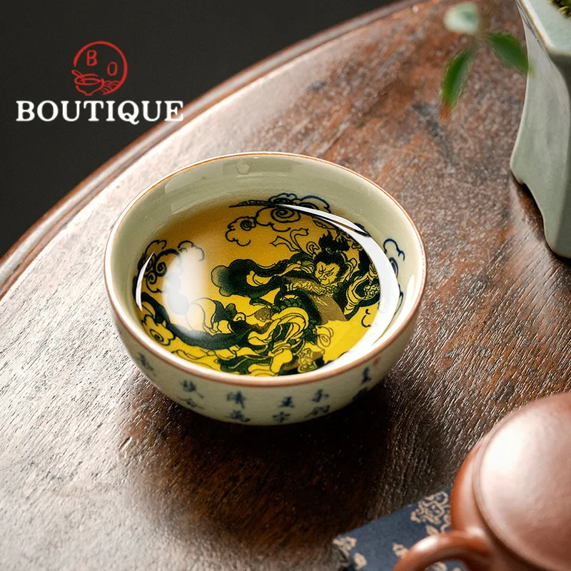 100ml Old Pottery Clay Blue and White Teacup Japanese Master Cups Personal Cup Household Chinese Tea Set Equipment Decoration