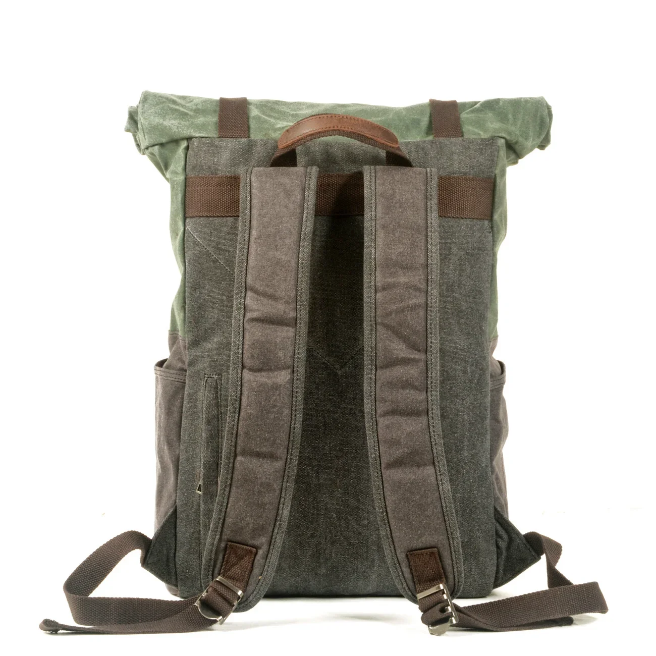 European and American Retro Canvas Waxed Canvas Contrasting Color Backpack Outdoor Hiking Mountaineering Backpack Student Bag