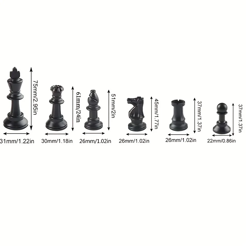 Full Plastic Chess Pieces King Height 7.5CM 32