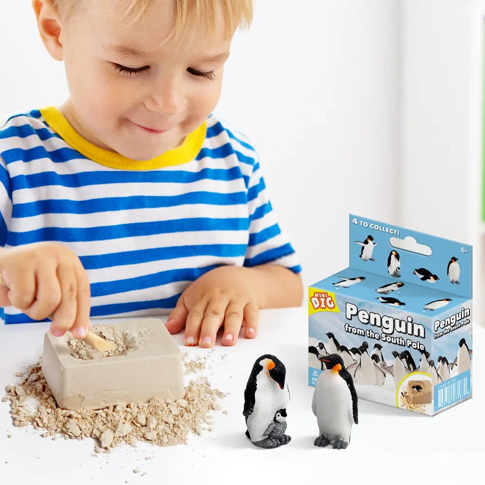 Archaeological excavation of puzzle toys excavation of penguins dinosaur gemstones handmade children's puzzle toys