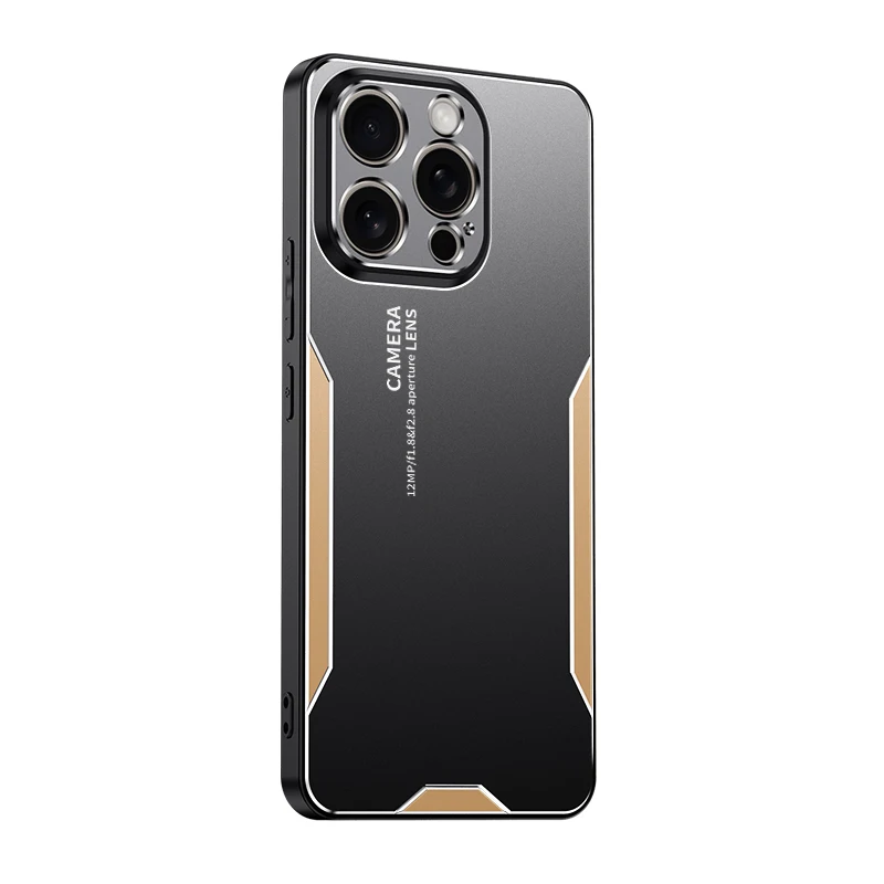 ShockProof Case For iPhone 15 14 13 12 11 7 8 6s 6 Plus Pro Xs Max XR SE 2020 2022 Brushed Metal Aluminum Armor Back_voghion.com
