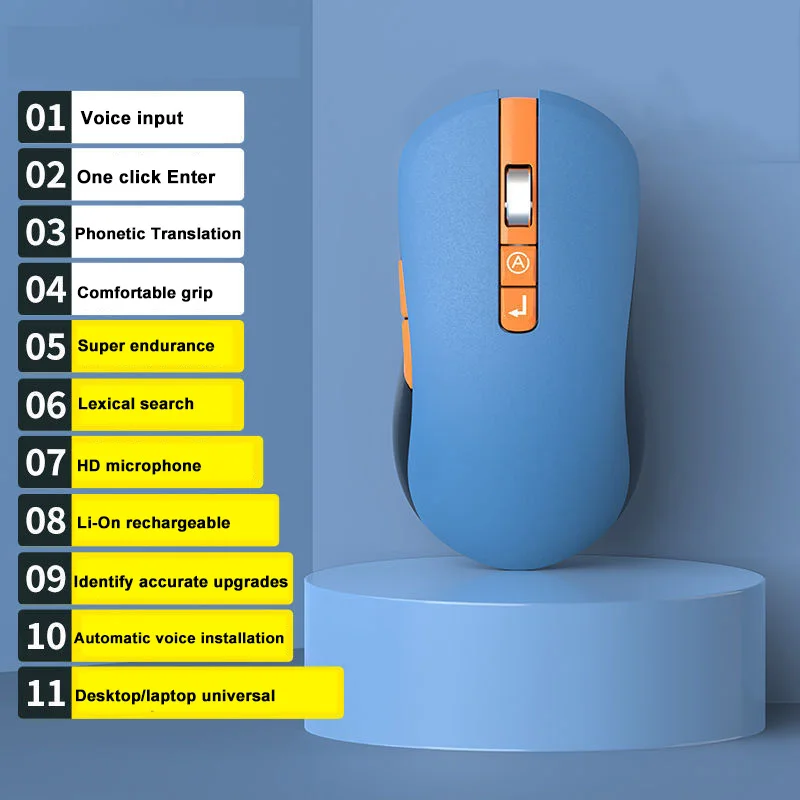 Mouse Smart Voice Mouse Translation Mouse Ricaricabile Bluetooth 5.0 Dual Wireless Mode Controllo Vocale Ai Per Computer Da Ufficio