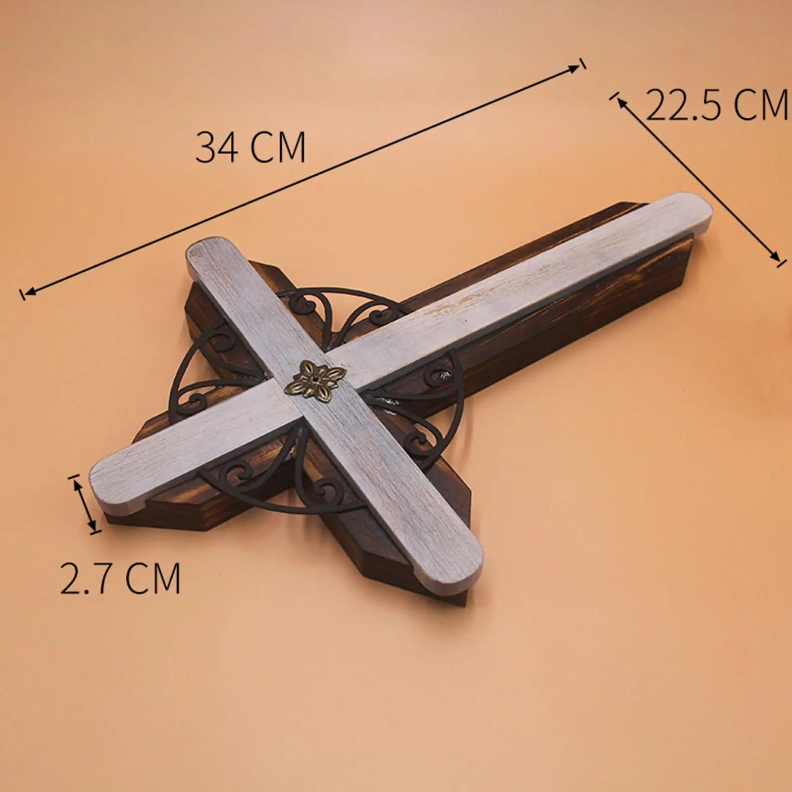 Christian Wall Cross Decorative Sculpture, Elegant Design, 34x25cm