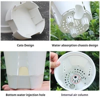 Pot auto-arrosant, pot à eau au fond, pot pour orchidées, pots à fleurs pour plantes, pot de jardin, pot paresseux, pot respirant pour racines d'orchidées 6