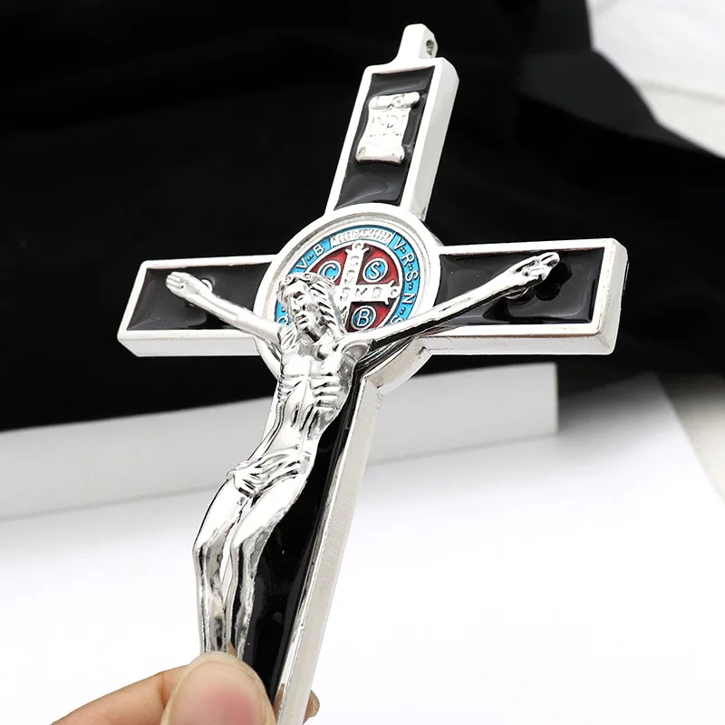 Exorcism Cross Saint Benedict Crucifix Jesus Zinc Alloy Material Accessories Wholesale Catholic Supplies  Charm Pendulum