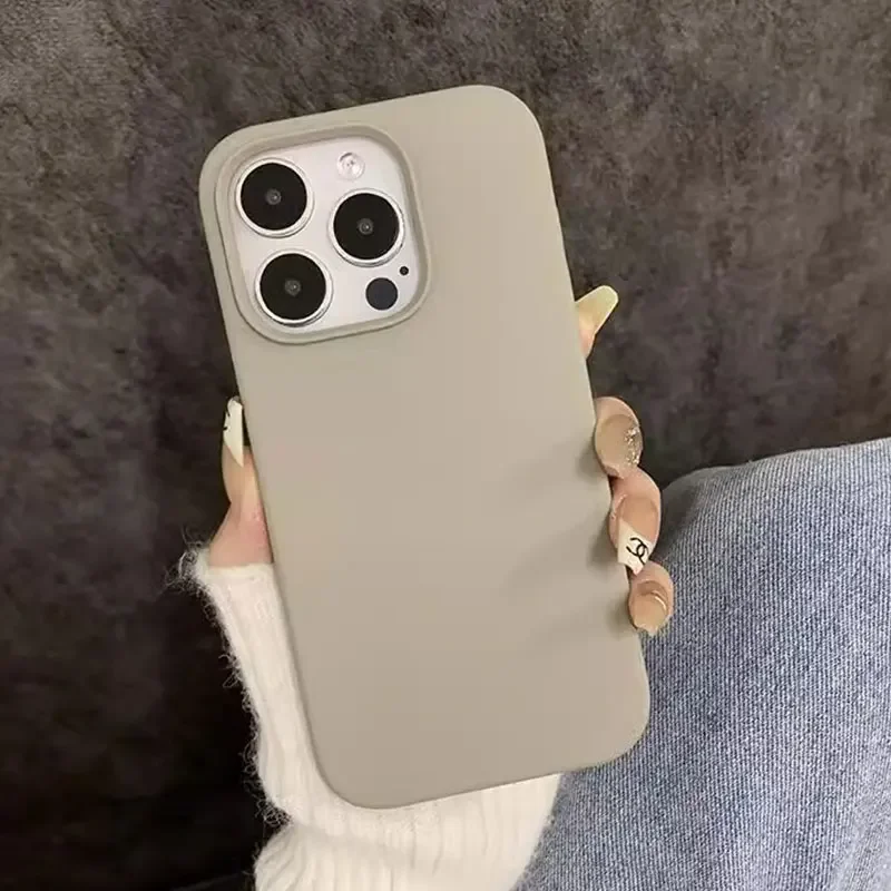 15 Pro Beige Phone Case Iphone 12 Cute Soft Silicone Shockproof