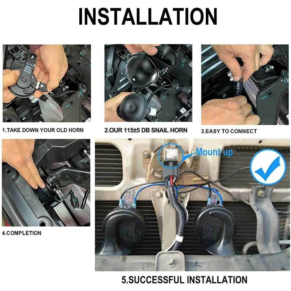 12V Super Loud Train Horns 300DB Waterproof Car Snail Electric Horn Universal Car Motorcycle Truck Boat Sound Signal Loudspeaker