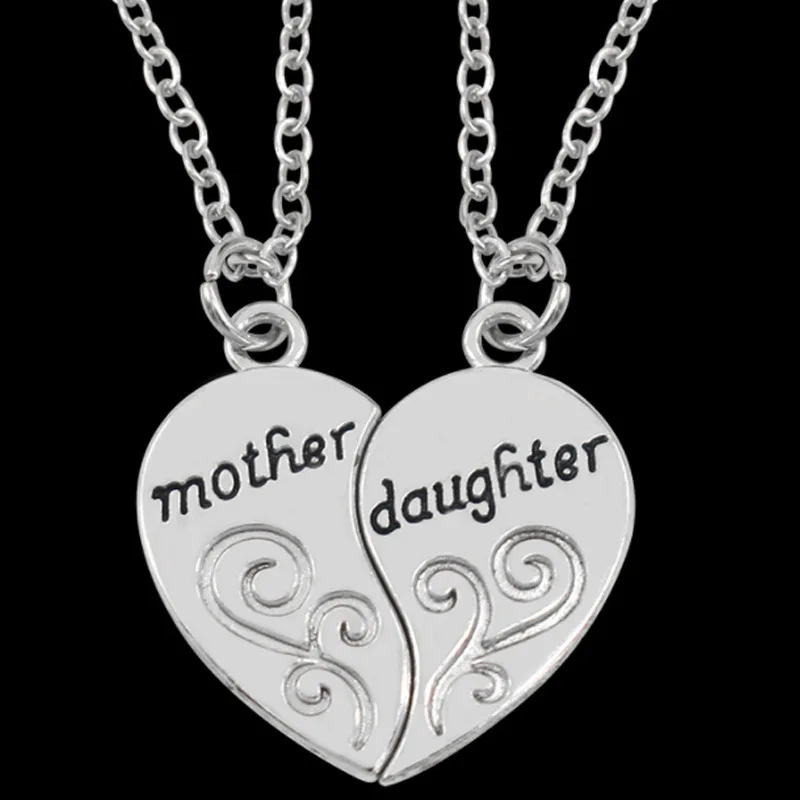 2 stücke antike versilberte Halskette modische Mutter schöne Tochter Kombination für Liebe Eltern Kind Stil Schmuck – Detail 9