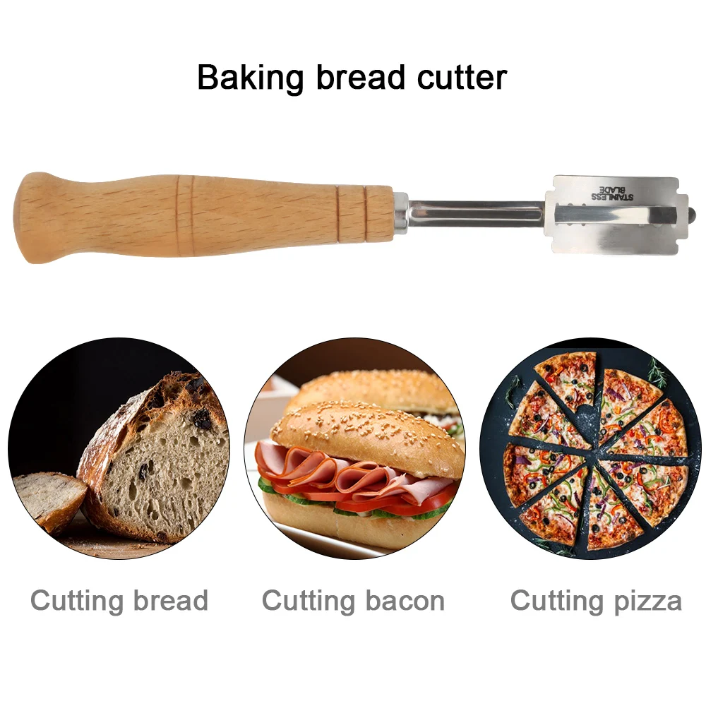 

Wooden Handle Arc Bread Cutter 304 Stainless Steel Bread Repair Knife European Style Baguette Bread Cutter