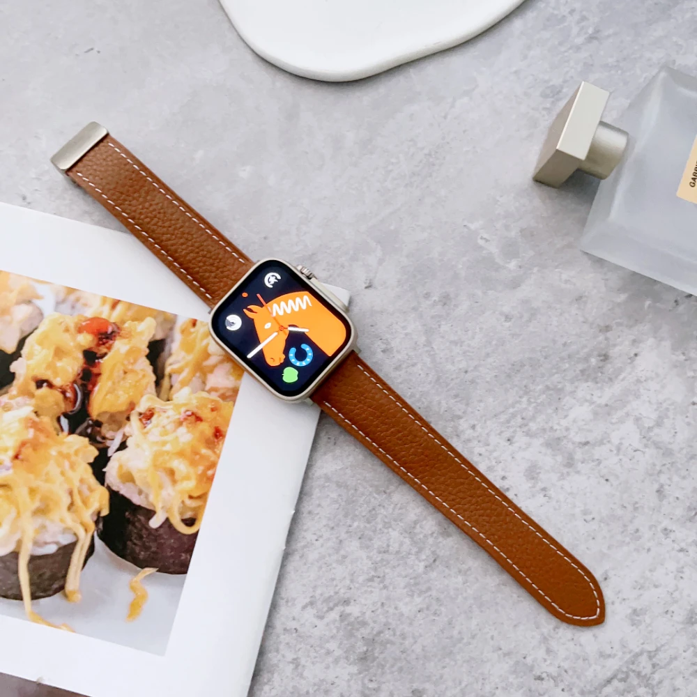 Leather Magnetic Buckle Strap for Apple Watch 49mm 45mm 41mm 40mm 44mm 42mm Watchband For iWatch Series Ultra 8 7 6 5 4 SE Belt