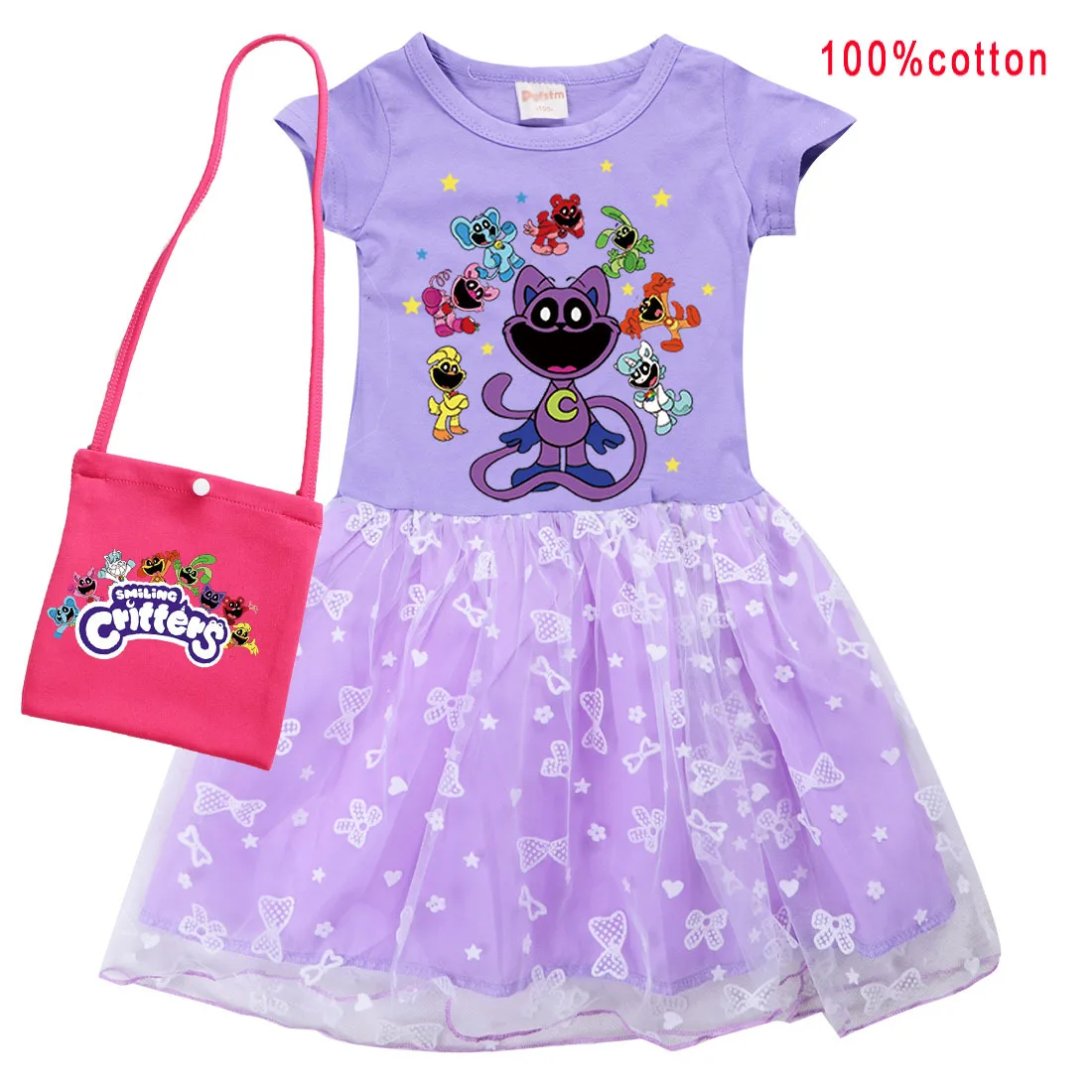 Smiling Critters Catnap Baby Cat Tastic Cosplay Costumes Girls Dresses Kawaii Kids Princess Dress with Bag Birthday Party Gifts