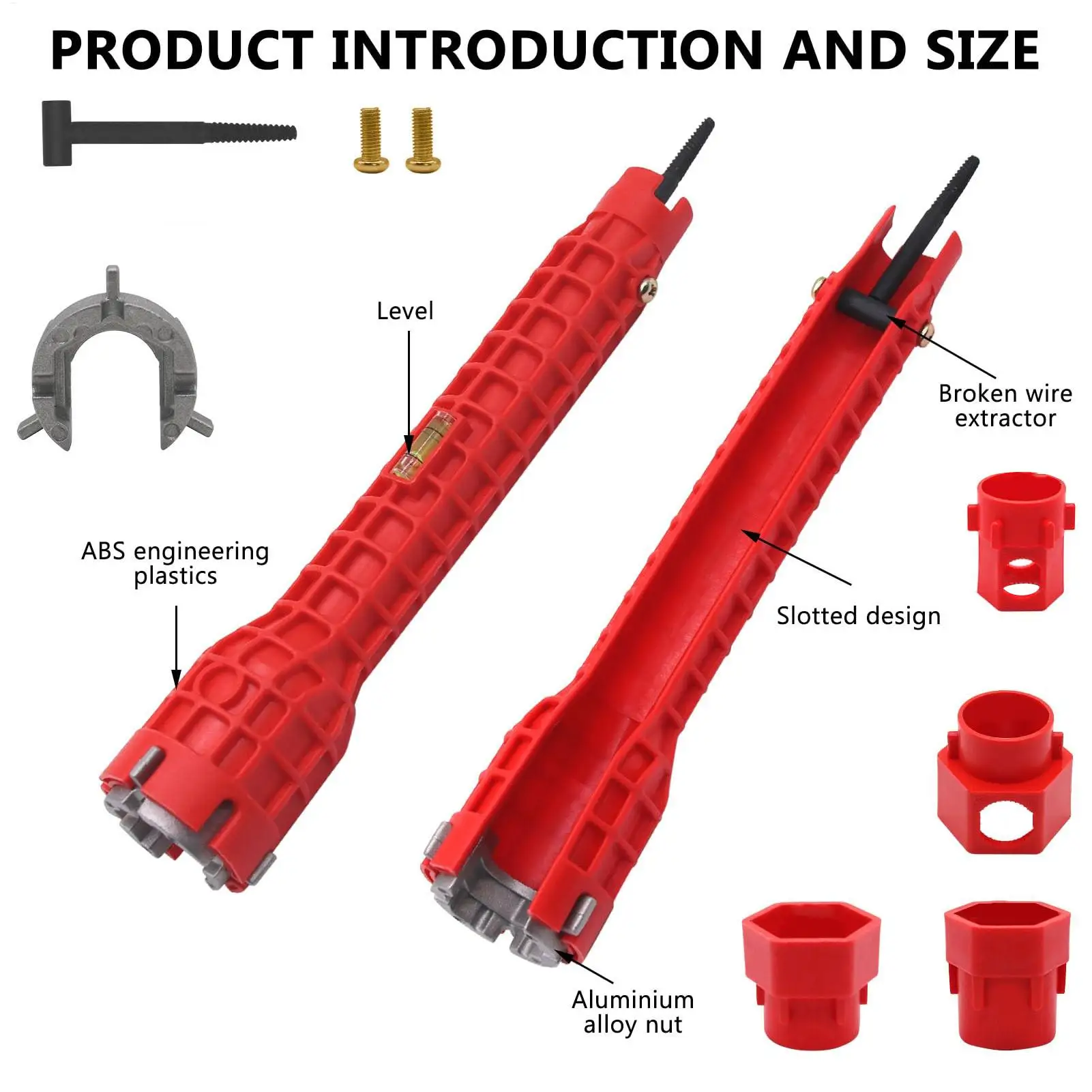 Sink Wrench Plumbing Repair Tool Hex Pipe Wrench for Bathroom Toilet Kitchen Basin Bathtub Garden Hose Maintenance