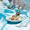 Cats Posture Ring Holder Golden Kitty Tail Dish Jewelry Tray Ring Round Dishes Trinket Tray Ceramic Jewelry Storage Home Durable 4