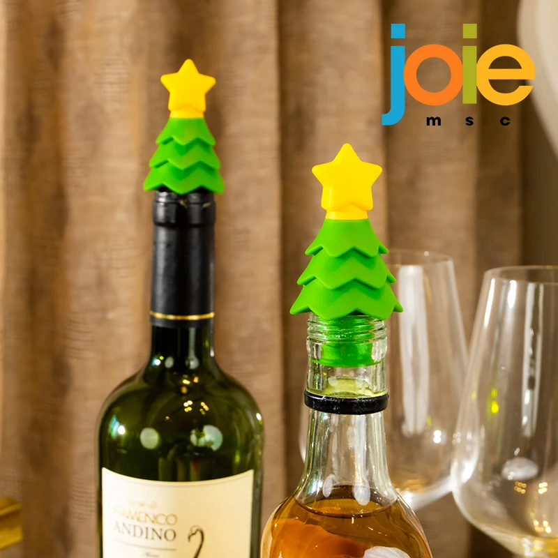 

Joie Christmas Silicone Wine Stopper Leak-proof Sealed Wine Bottle Cap Vacuum Retain Freshness Champagne Stopper Bar Accessorie