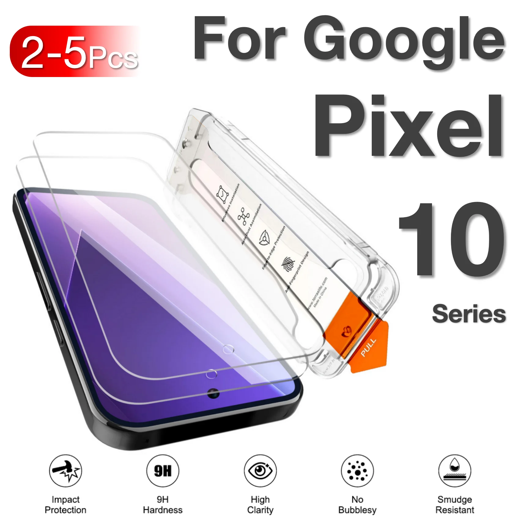 Protecteur d'écran pour Google Pixel 10 9 Pro XL 9A 8A 8 7 7a 6a 5G, accessoires en verre trempé, sans bulles de poussière, Kit facile, 2 à 5 pièces