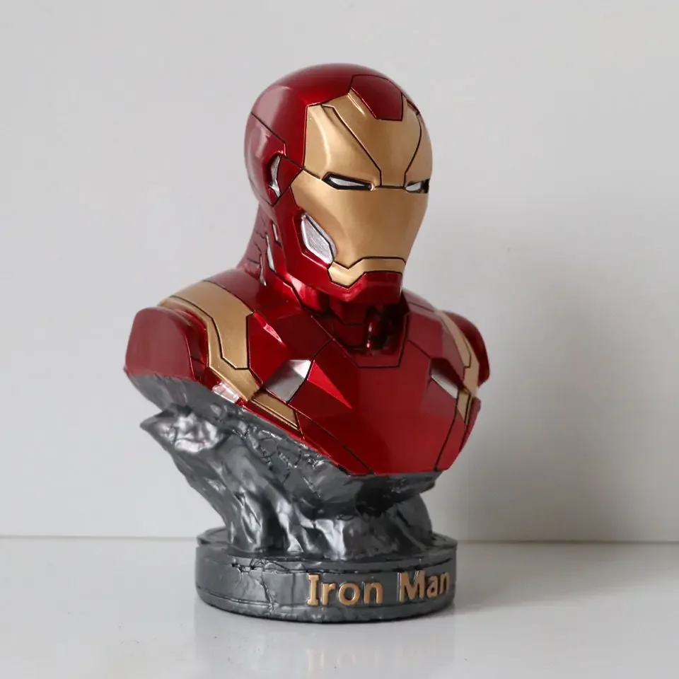 36Cm Marvel Legends Avengers Figura Busto Iron Man Busto Iron Man Battle Damage Resina Statua Room Decor Collection Model Toy