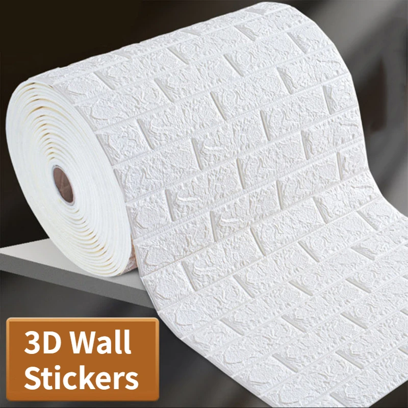 1M DIY Home Decor Foam Wall Sticker 3D Continuous Tile Wall Sticker Self-Adhesive Wallpaper Waterproof Sticker