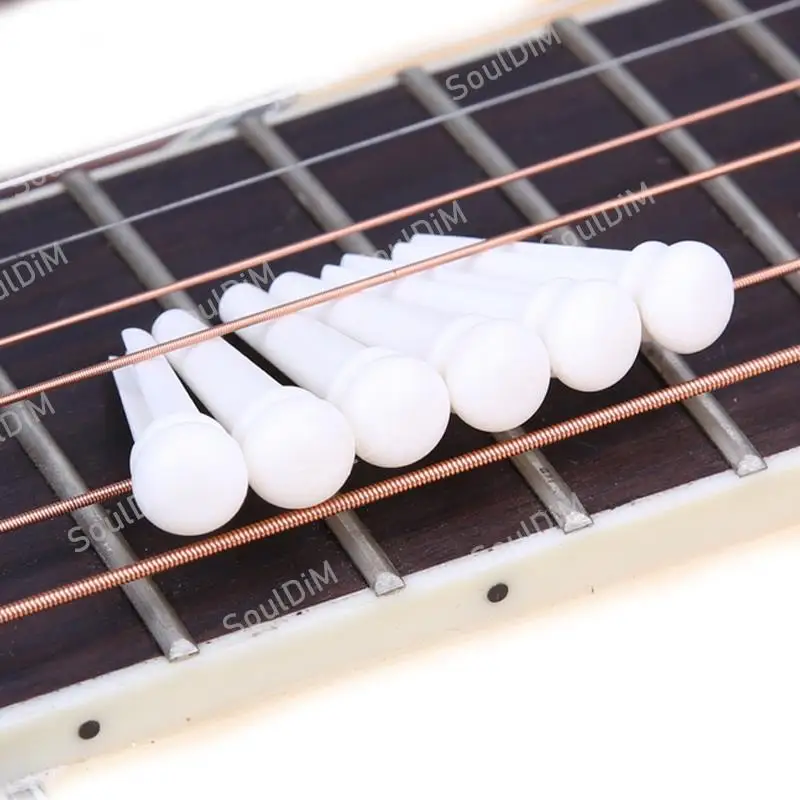 6pcs Real Bone Acoustic Guitar Bridge Pins Pure Bone Bridge Pin for Folk Guitar Replacement Parts Accessories
