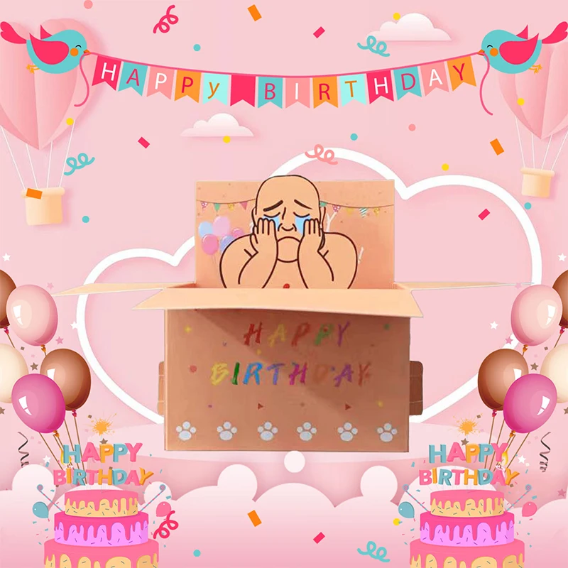 1pc Funny Happy Birthday Pop-up Card 3D Character Design Paper Party Greeting Card Invitation Perfect Gift