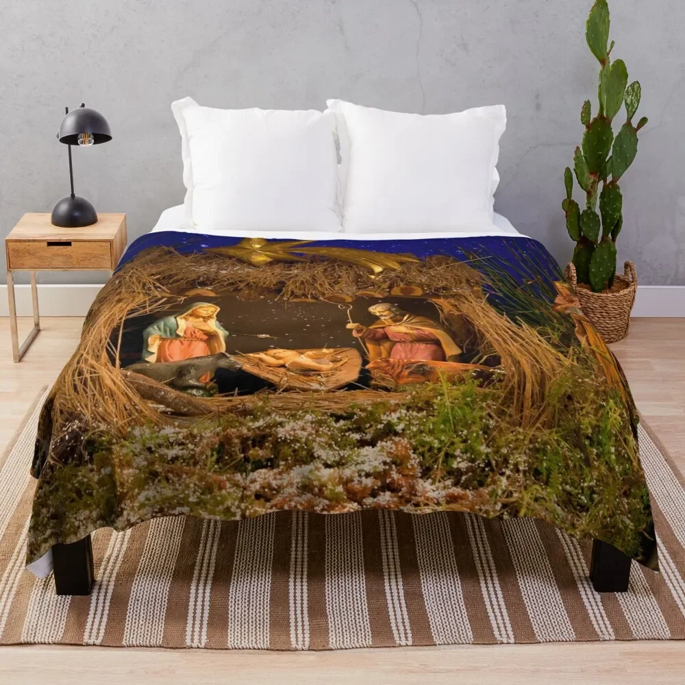 

Nativity scene Throw Blanket Personalized Gift Designers Weighted Picnic Blankets